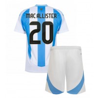 Camisa de Futebol Argentina Alexis Mac Allister #20 Equipamento Principal Infantil Copa America 2024 Manga Curta (+ Calças curtas)